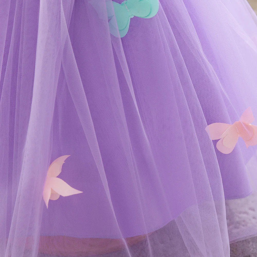 Toddler Little Mermaid Tulle Party Girls Dresses Butterfly 1st Birthday Wedding Princess Dress For Baby Floral Bow Girl Clothing