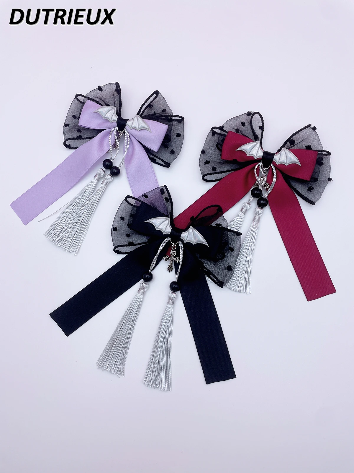 

2023 New Women's Accessories Lolita Style Gothic Hair Clip Bow Brooch Fashion Headdress Female Sweet Cute New Headwear for Girl