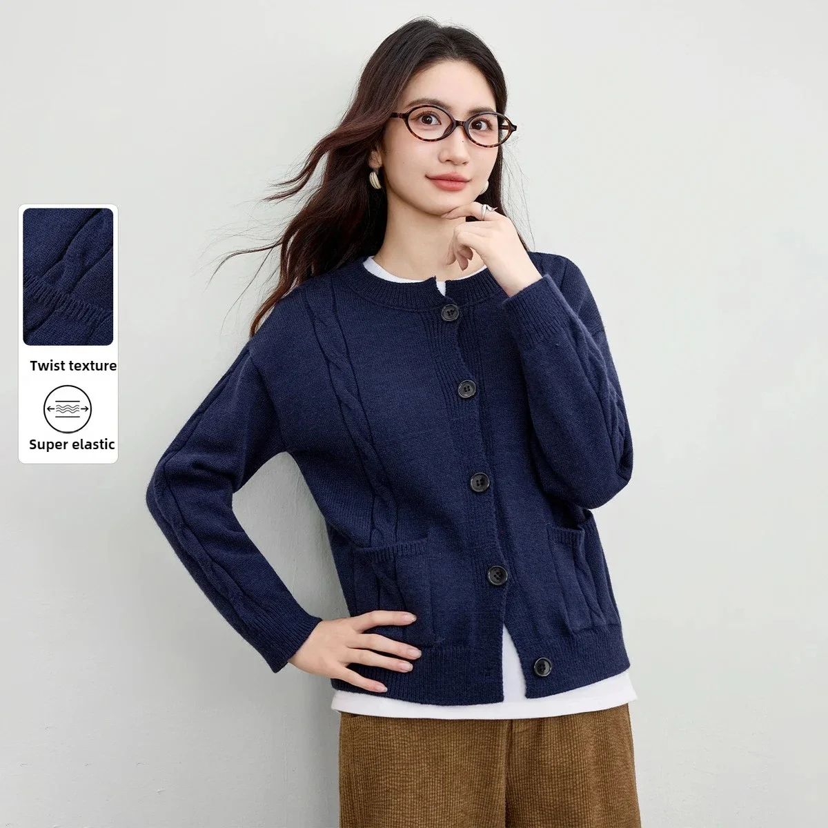 

SENTUBILA женский кардиган, осень 2022, повседневный однотонный трикотаж с длинными рукавами, мягкая теплая женская одежда с заниженными плечами W53HE3405