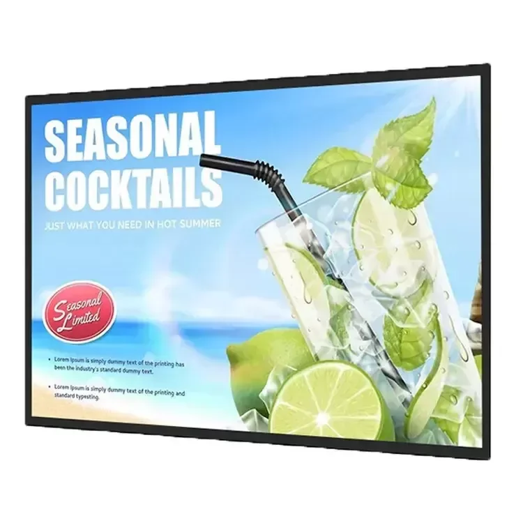 Ultra-Thin Rectangular TFT LCD Billboard for Milk Tea Shop Advertising Airport Hanging TV Lightbox Digital Poster