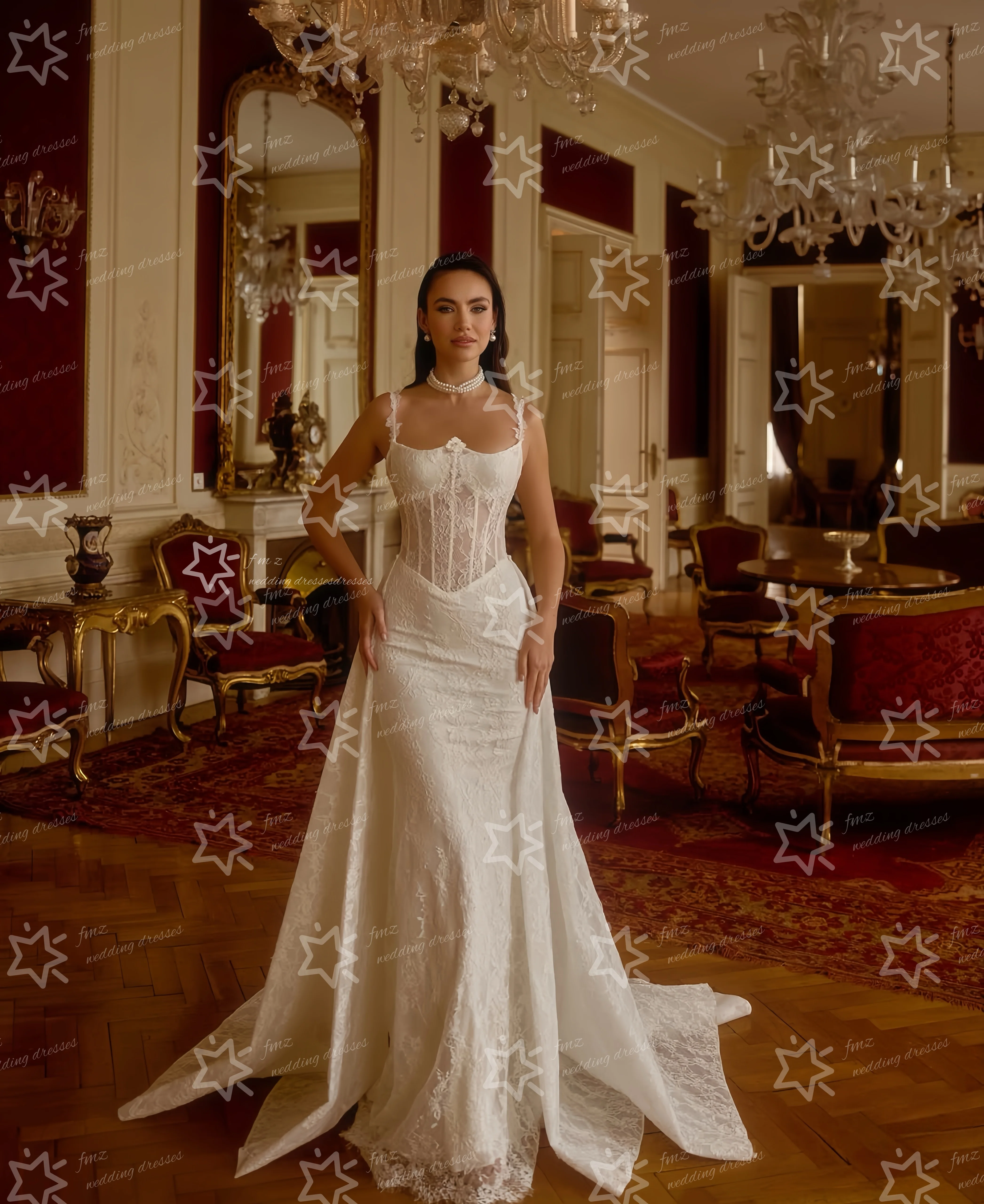 فستان زفاف حورية البحر مخصص بذيل غير أزرار 2025 فيستدوس دي نوفيا أماندا نوفياس أماندا نوفيا رسمي