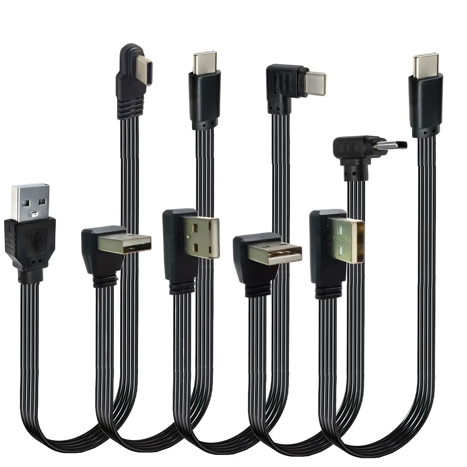 10CM-100CM double sided plug type c data cable Android super flat soft double elbow mobile game tpc c charger short line