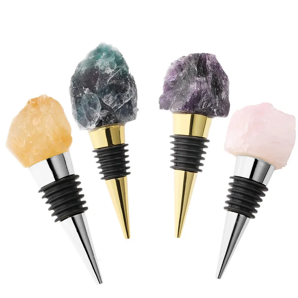 

1pc Champagne Wine Stopper Natural Crystal Quartz Minerals Specimen Bottle Stopper Quartz Irregular Sealing Wine Cork Tools Gem
