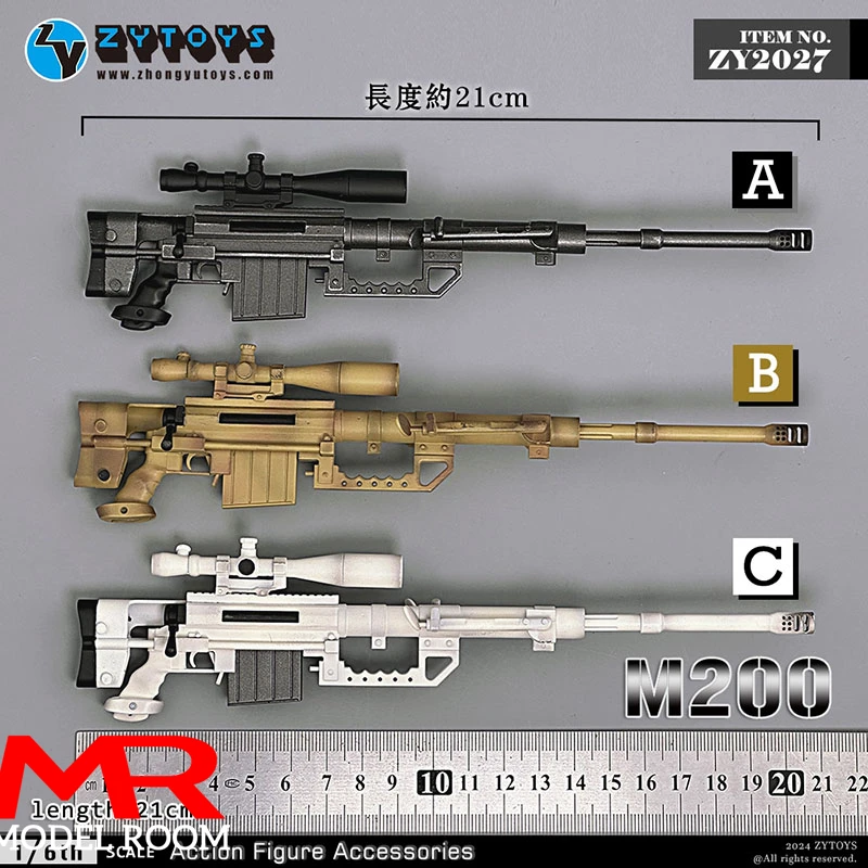 ZYTOYS ZY2027 1/6 Plastic M200 Sniper Rifle 21cm Gun Weapon Model Scene Accessories Fit 12'' Soldier Action Figure Body Dolls