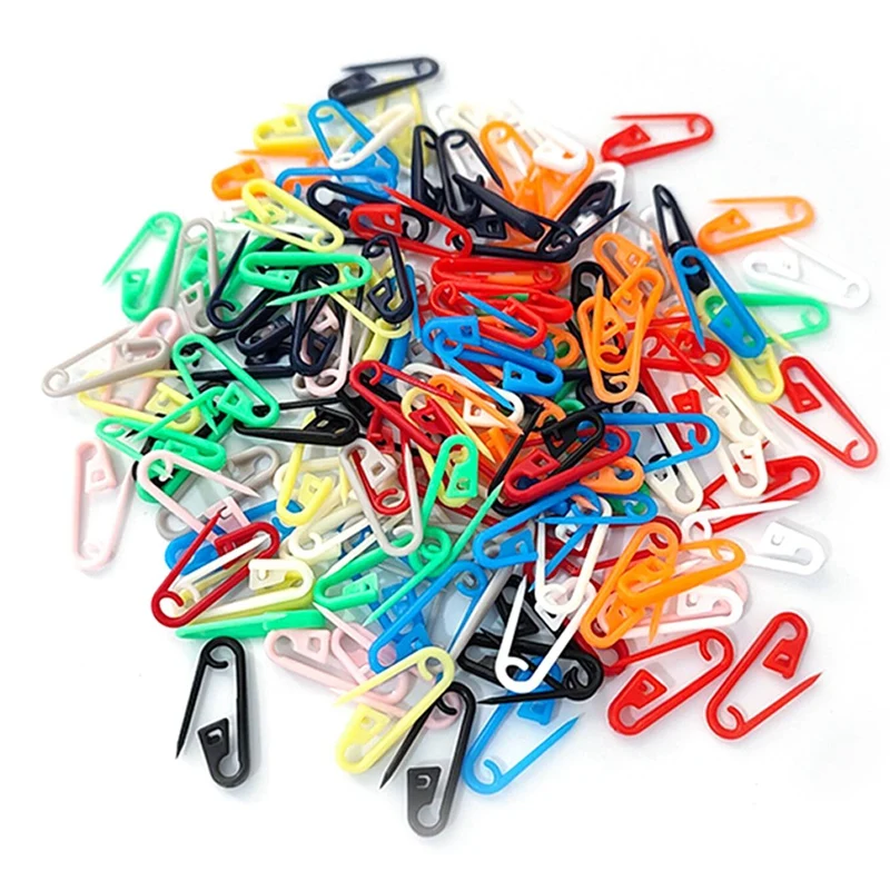 WISH 200 Buah Peniti Plastik Warna 2.3 Cm Hitam dan Putih Mawar Merah Kuning Biru Hijau Pin Plastik Tanda Kecil