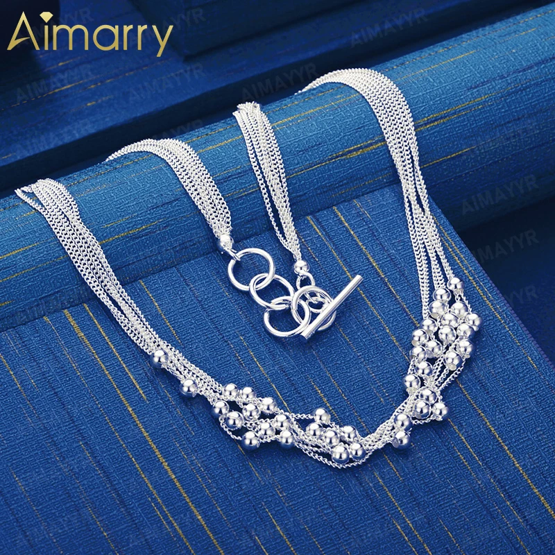 925 Sterling Silver Multi-layer Tassel Pearl Necklace 18 Inch Women's Party Banquet Engagement Wedding Fashion Jewelry