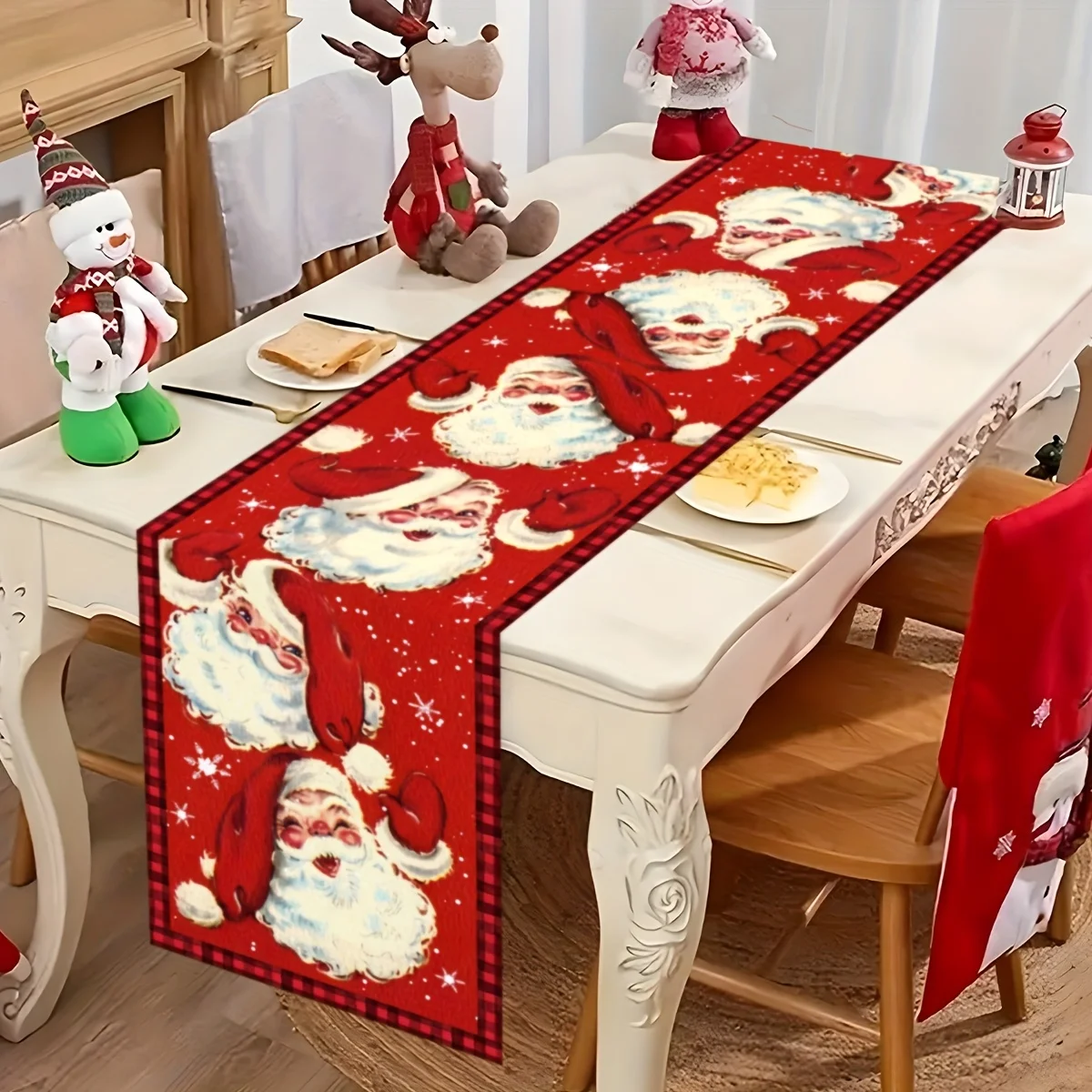 1pc Merry Christmas Table Cover,Santa Claus Tablecloth, Merry Christmas Decorations for Home Gifts, Home & Kitchen Table Decor
