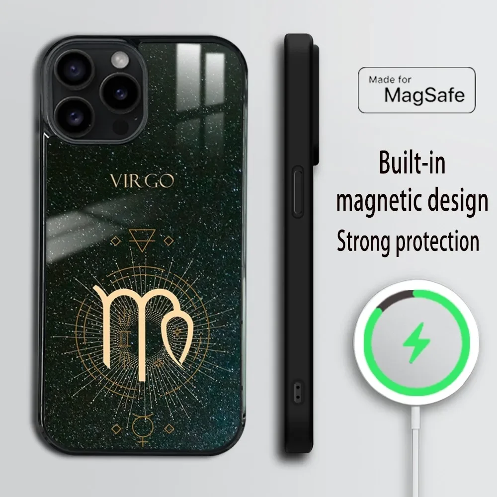 Constellation VRIGO Phone Case For iPhone 16 15 14 13 12 11 Pro Max Plus Mini Magsafe Mirror Wireless Magnetic Cover