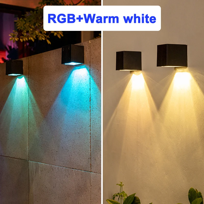 Lampes LED solaires décoration murale carrée lampe solaire extérieure étanche éclairage paysager pour jardin clôture piquet Patio