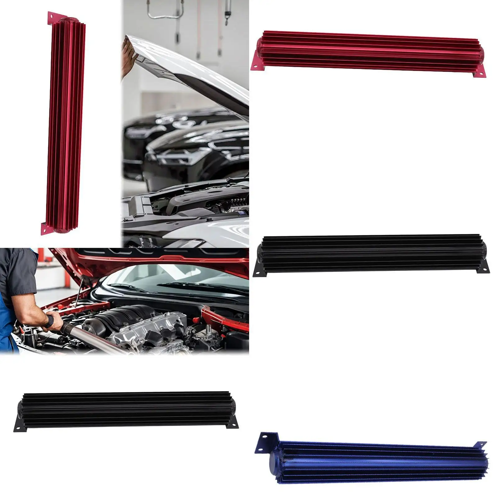 

Transmission Channel Cooler Universal with Fitting Tools Aluminum Tank Oil Cooler Heat Sink for Truck Vehicle Auto Car