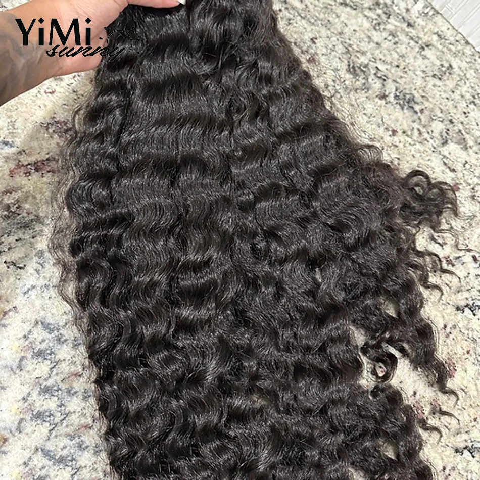 Yimisunny-mechones de cabello humano ondulado Birmano para mujer, extensión de cabello Virgen sin procesar, trama de 3/4 mechones, cabeza completa