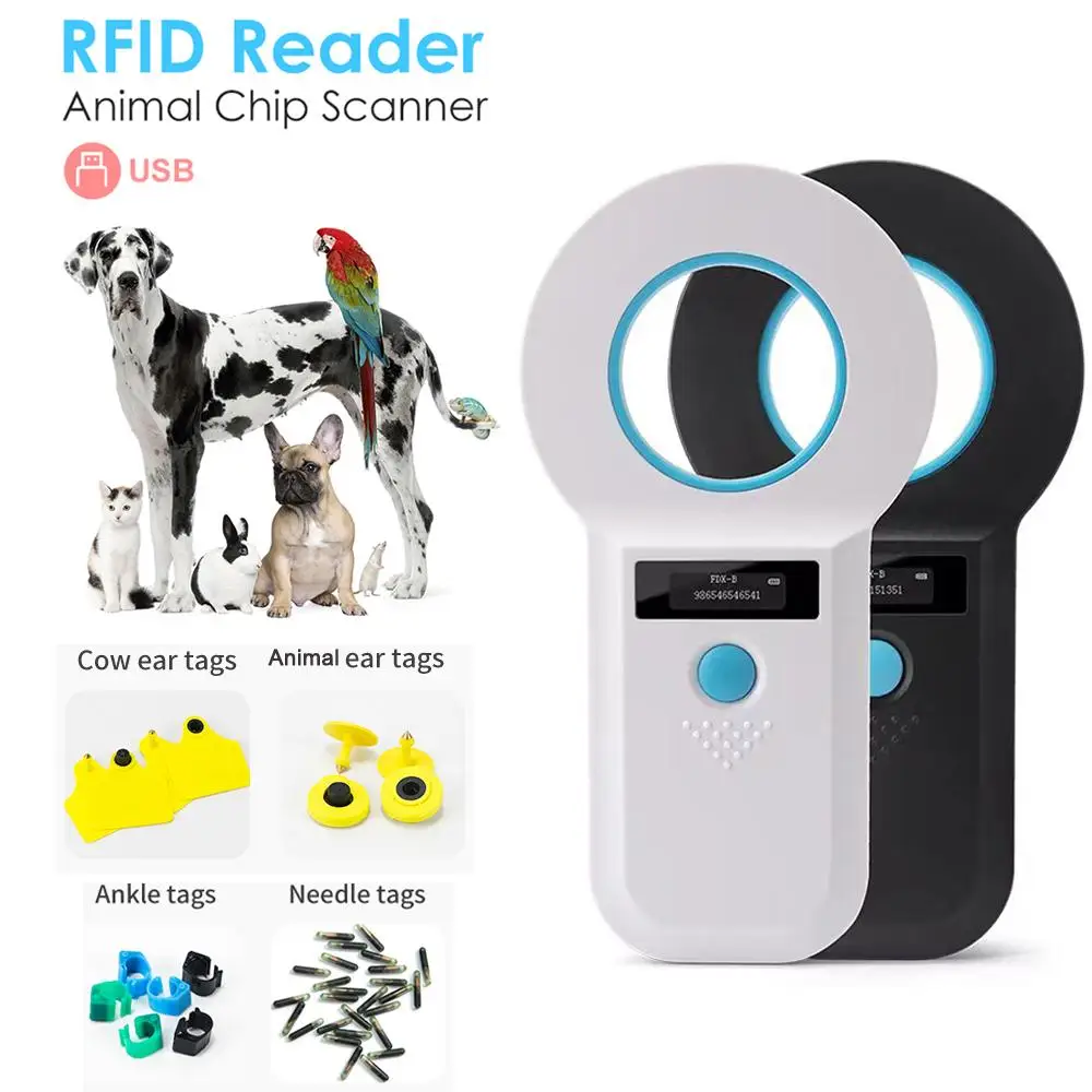 

Считыватель тегов для животных RFID-считыватель Сканер микрочипов для домашних животных RFID-чип для животных ID-считыватель этикеток/бирки EMID FDX-B (ISO11784/85)