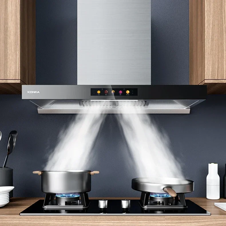 household kitchen Stainless steel range hood top suction range hood large suction range hood  rental house