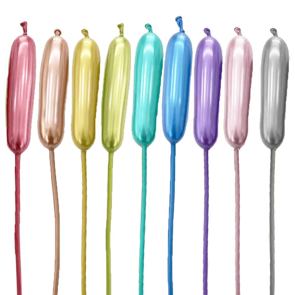 10/20/30 Stück lange Metallballons Metallic Silber Blau Lila Grün Chrom Roségold Langer Ballon für Geburtstag Babyparty Dekor – Detail 1