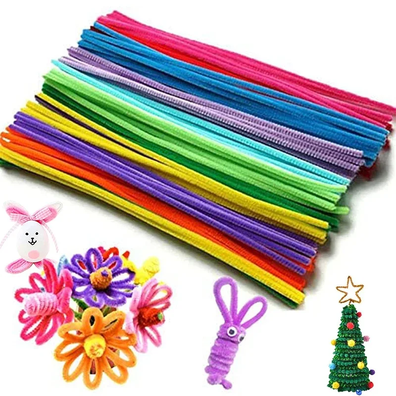 

100Pcs Glitter Chenille Stems Pipe Cleaners Plush Tinsel Stems Wired Sticks DIY Kids Educational Craft Supplies and Toys craft