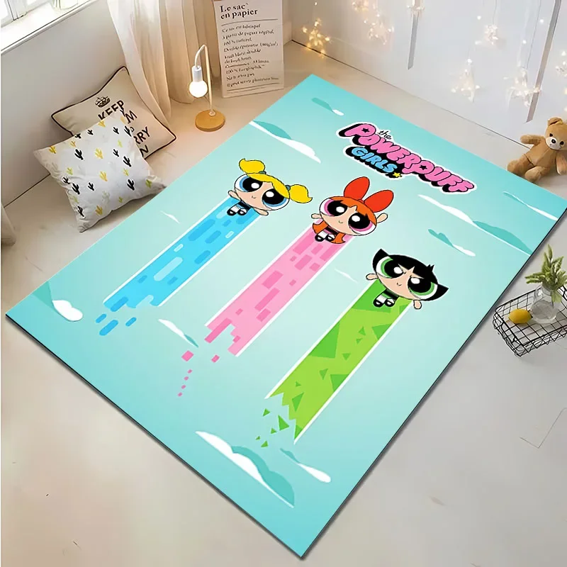 Funny Cartoon Cute Powerpuff Girls Carpet, Rug for Bedroom Living Room Home Sofa Decoration,Children Large Decor Floor Mat Gift