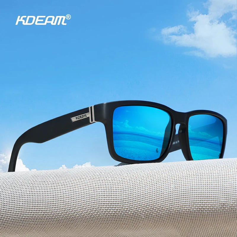 Brand KDEAM Luxury Glasses High Quality Men Polarized Fishing Sunglasses New 3D Logo Square Outdoor Eyewear Women Fun Shades UV