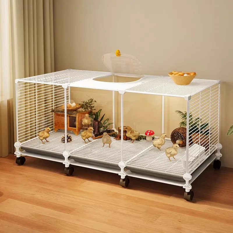 Quail cage with tray for easy cleaning, small chicken cage with dense grid for indoor brooding and breeding, home use quail cage