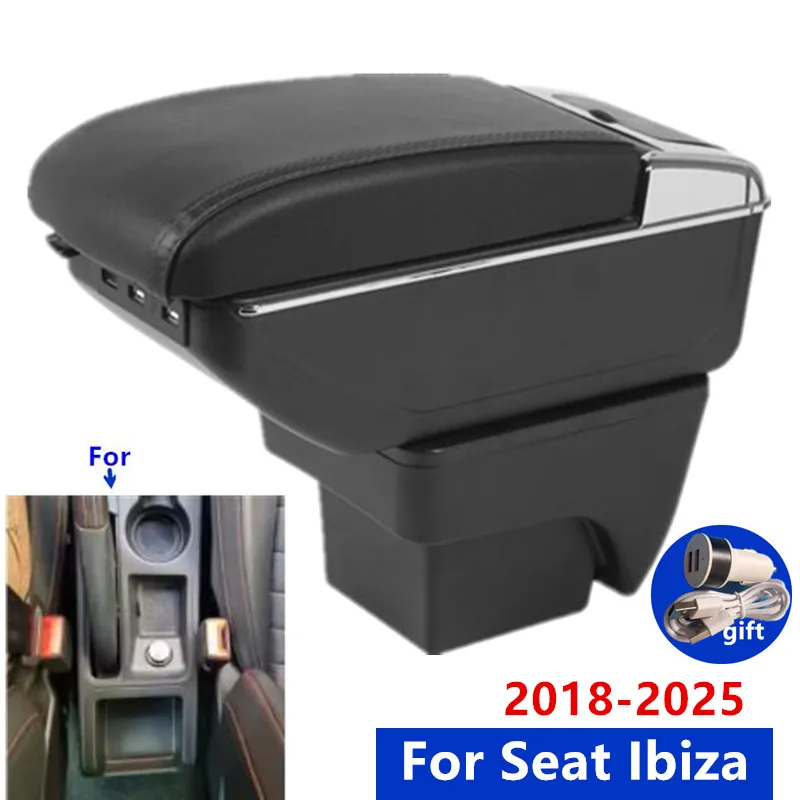 For Seat Ibiza Armrest Box For Seat Ibiza 6j Ibiza 6L Car Armrest 2018-2025 Auto Storage Box Retrofit Interior Car Accessories