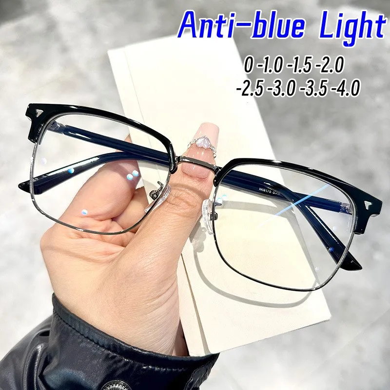 

Women Myopia Glasses Metal Frame Anti-blue Light Nearsighted Eyewear Fashion Clear Lens Minus Diopter Prescription Eyeglasses