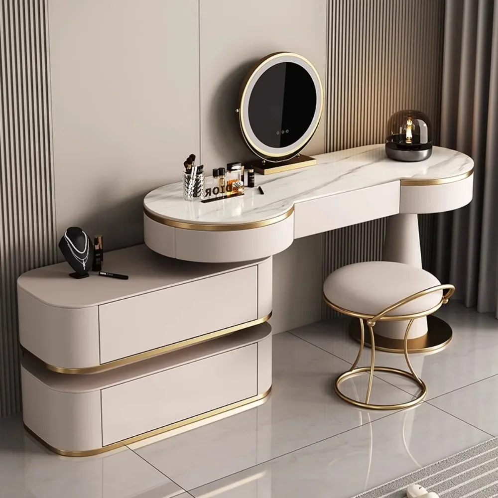 

Luxury Corner Dressing Table Combs Organizer Flower Cosmetic Mirror Dressing Table Jewelry White Espejo Tocador Home Decor