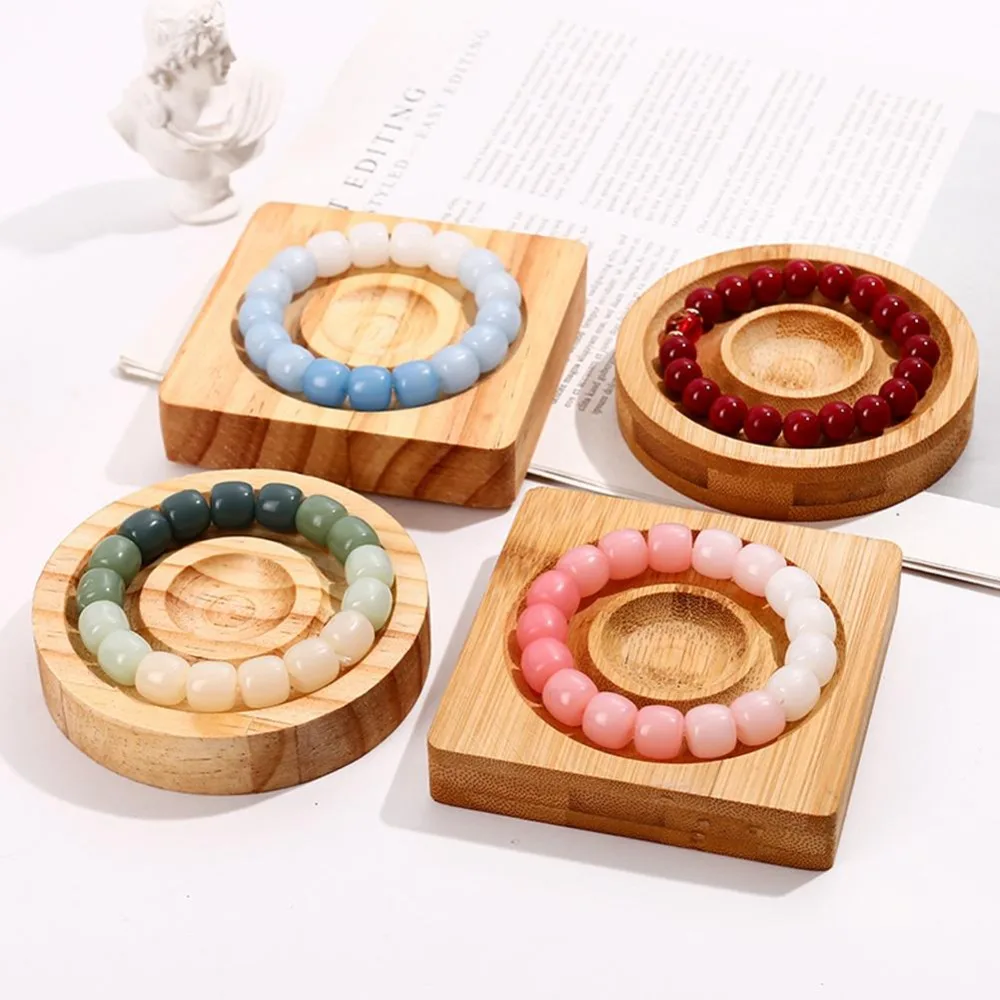 Wooden Handstring Bracelet Display Stand DIY Board Jewelry Making Organizer Accessories Tray Jewelry Display Plate Women Lady