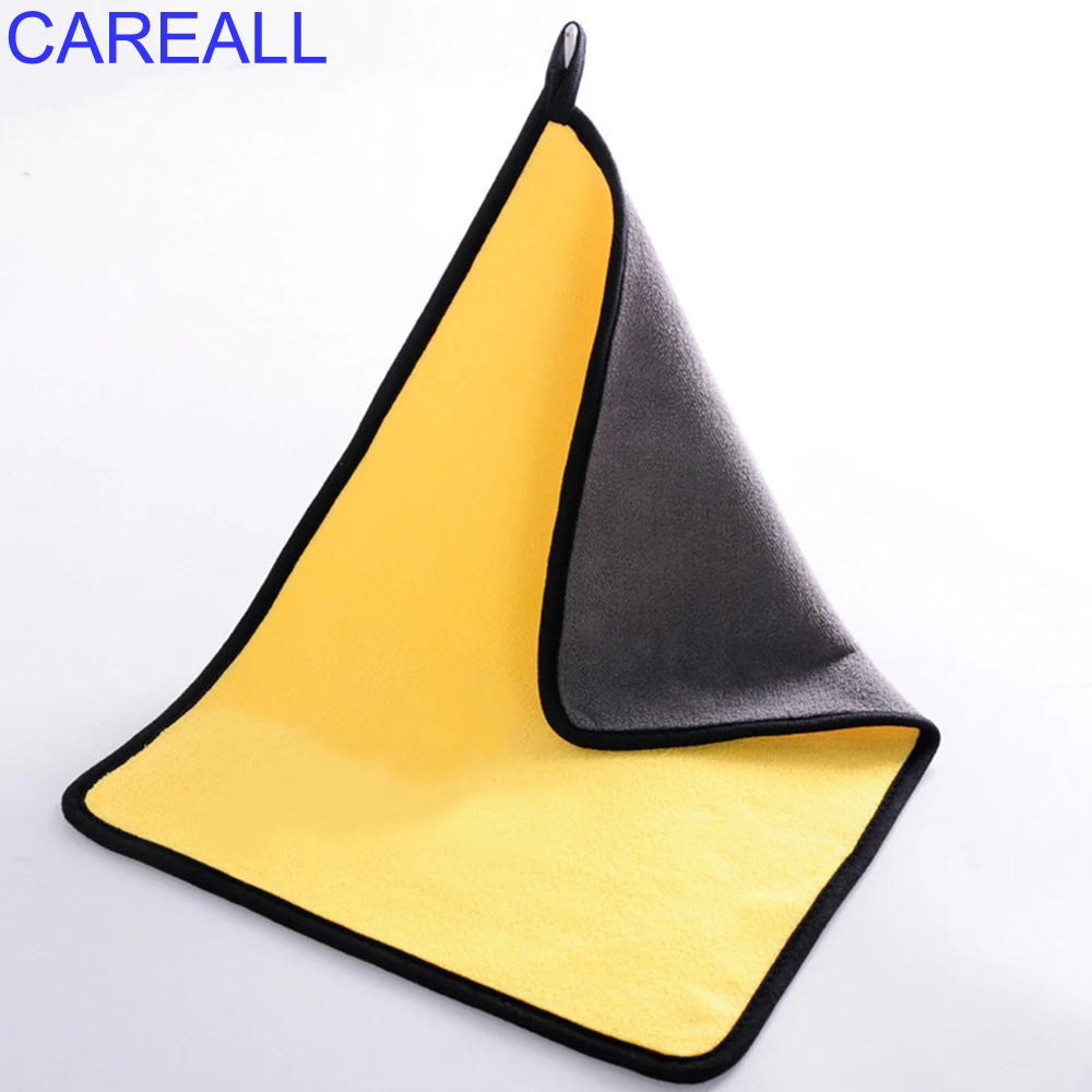 CAREALL 600GSM Long Coral Velvet Car Cleaning Wash Towel Cloth Ultra Soft Edgeless Auto Drying Towels Super Absorben Polish Tool