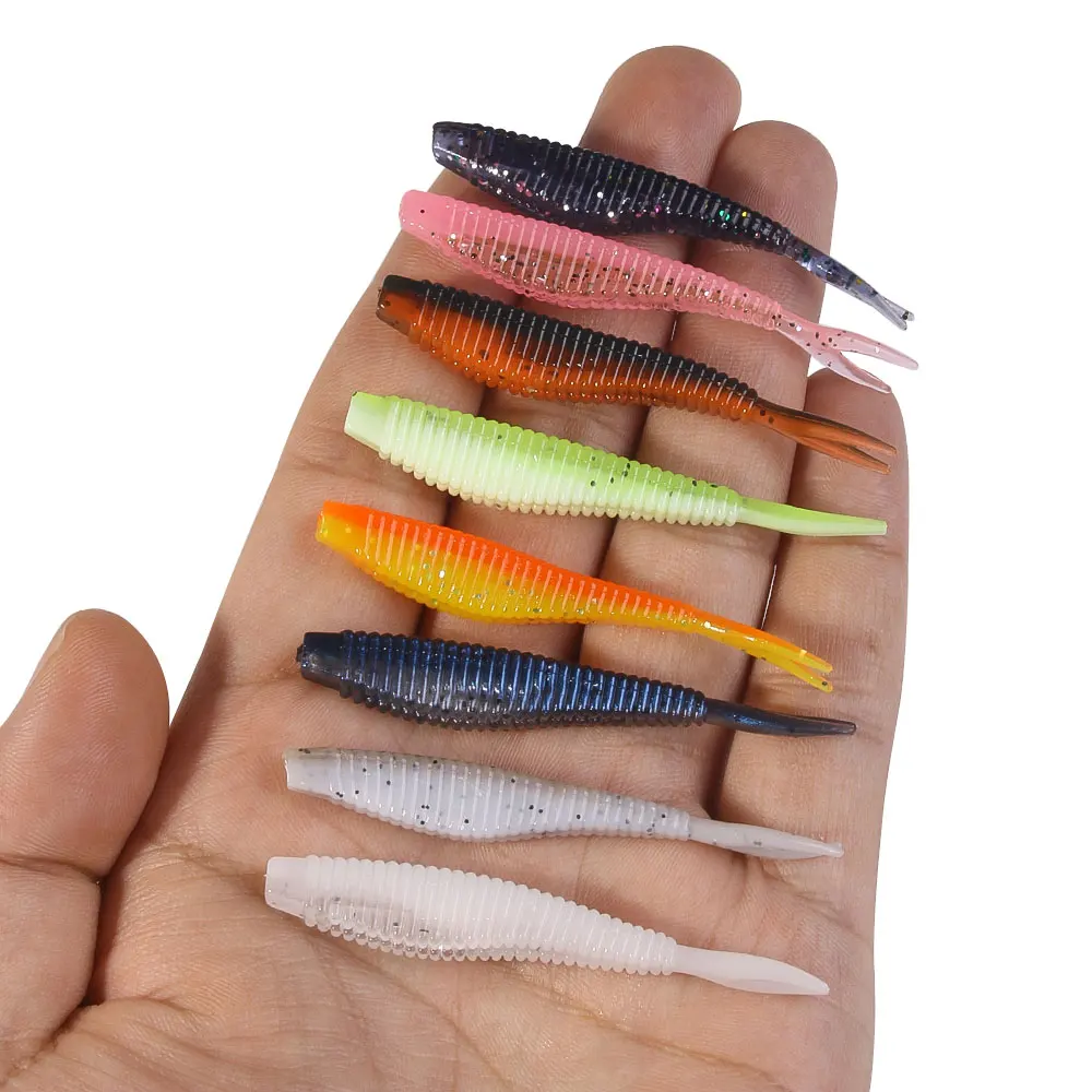 10pcs/bag rubber fish bait 7.5cm/10.5cm fishing rubber pike bait with Hook groove Artificial Silicone Wobblers