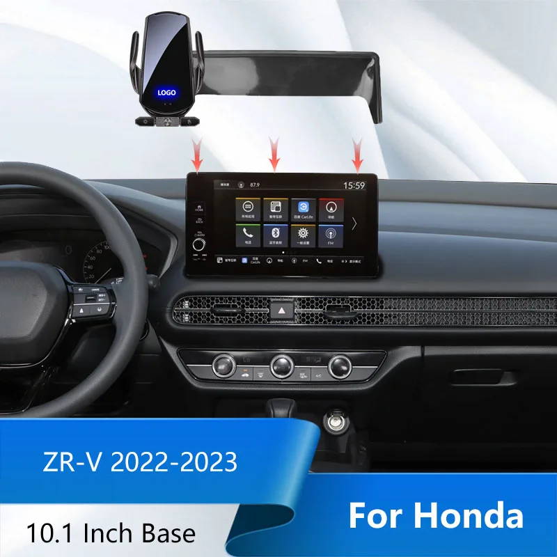 Car Phone Holder For Honda ZR-V 2022-2023 QI Wireless Charger Central Control 10.1 Inch Screen Base 360° Rotating Fixed Bracket