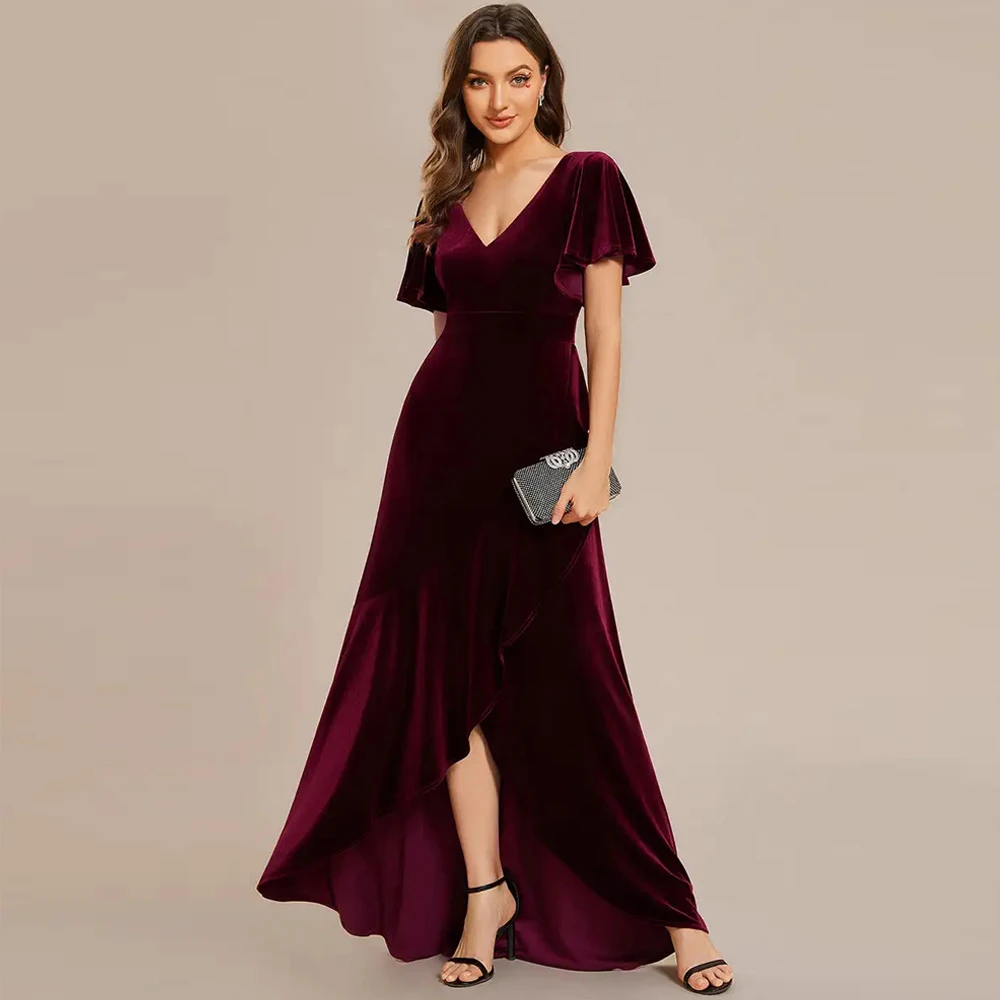 baziiingaaa-party-dress-lotus-leaf-ruffles-high-low-v-neck-evening-dress-with-short-sleeves-evening-dresses