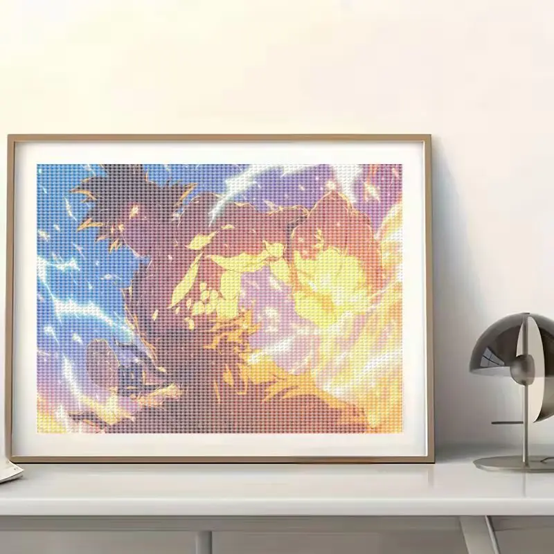 1 szt. Zestaw do malowania diamentami 5D, motyw superbohatera, rękodzieło DIY z kolorowymi kryształkami - żywy wzór płomienia, idealny do dekoracji domu, w zestawie