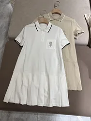 Summer polo collar cotton short sleeved dress