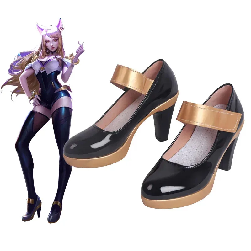 

aaa12 3LOL KDA Boot Ahri Kaisa Evelynn Akali Cosplay Men AND Women Artificial Leather Boots Halloween Party Coser Shoes