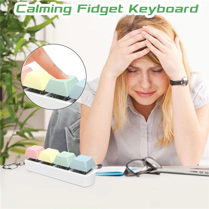 Fidget Keyboard Key Cap Toy, Partido Stress Relief, DIY Keychain Brinquedos, Finger Caps