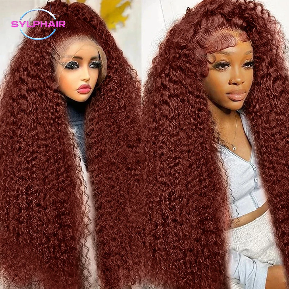 

30 40 Inch Reddish Brown 13x6 Lace Frontal Wig 200 Density Colored Curly Wigs Human Hair Deep Wave 4x4 13x4 HD Lace Frontal Wig