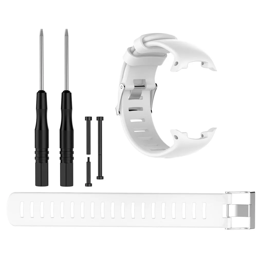For Suunto D4/D4i/D4i Novo Diving Watch Replacement Strap Silicone Adjustable Wrist Band with Tools - White