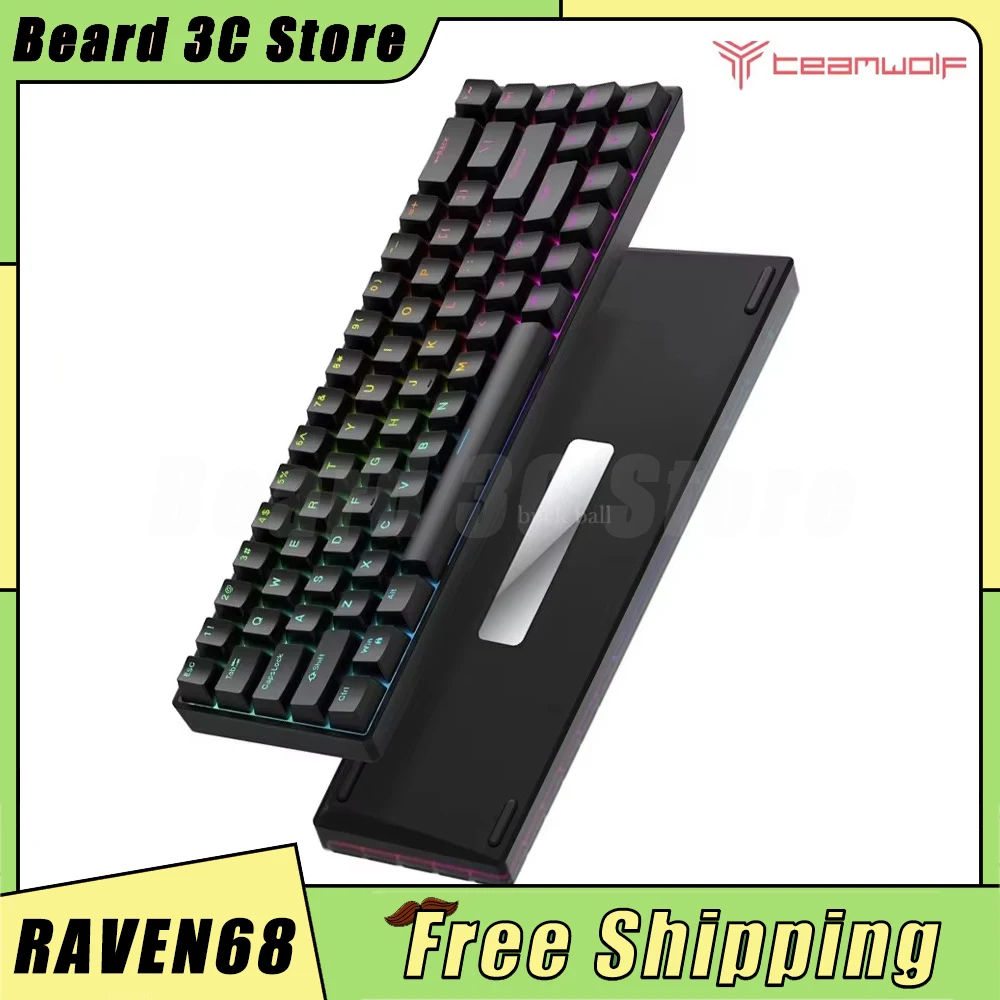 Teamwolf RAVEN68 wired magnetic axis mechanical keyboard 8K fast trigger RGB backlight e-sports gaming mechanical keyboard PC