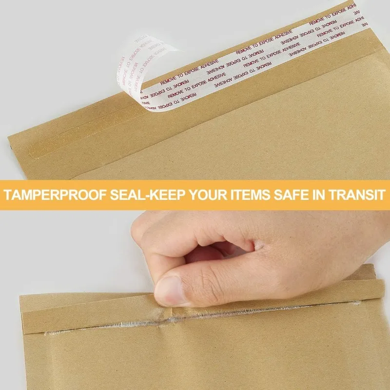 Imagem -04 - Marrom Mailer Bubble Almofada de Papel Kraft Bolsa de Transporte Envelope Acolchoado com Casca e Selo para Mailing 50 Pcs Natural