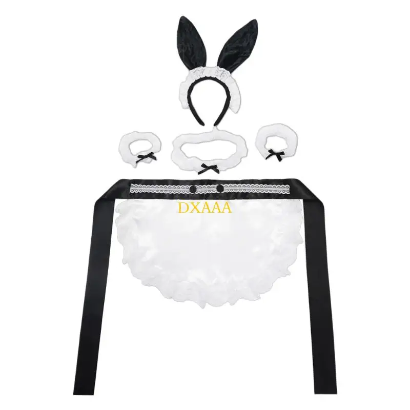 

DXAA повязка на голову с кроличьими ушками, костюм пасхального кролика, наряды горничной для Хэллоуина, косплей