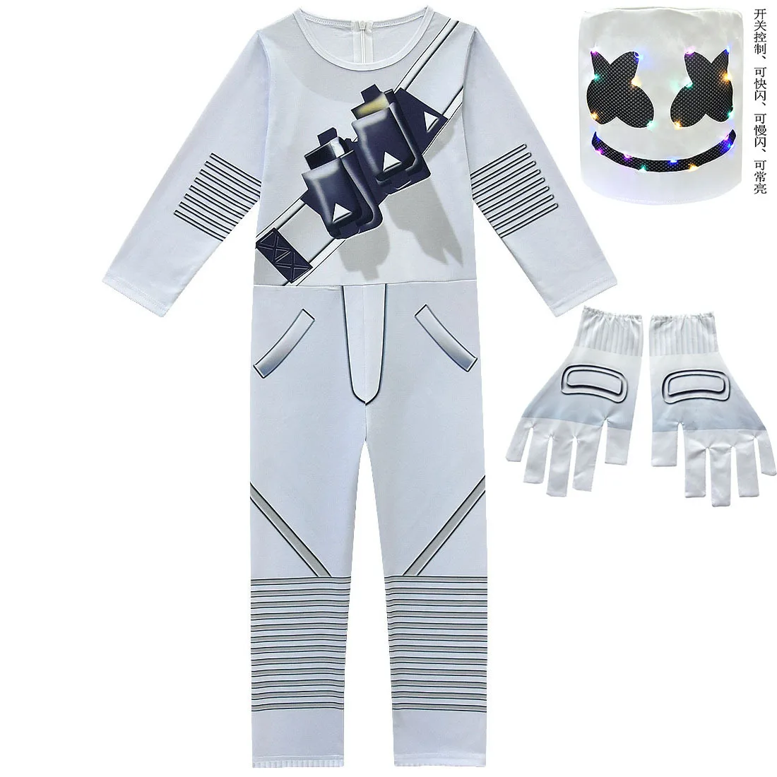 أطفال بنين مارشميلو DJ تأثيري حلي طويلة الأكمام بذلة الصبي الموسيقى عيد الميلاد هالوين حفلة هدية فستان دعوى للأطفال