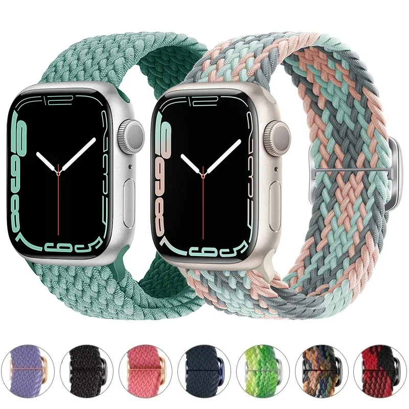 Braided Loop for Apple Watch Strap 44mm 40mm 45mm 41mm 42mm 38mm 49mm Elastic Solo Bracelet IWatch Series 7 Se 3 6 Ultra 8 Band