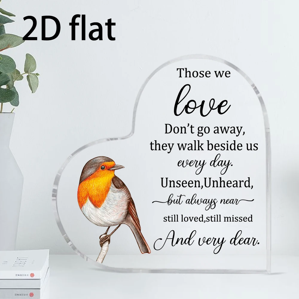 1pc, Remembrance Gift For Loss Of Son Daughter, Memorial Gifts For Loss Of Mother Dad, Heart Acrylic Desk Decor, Sympathy Gifts