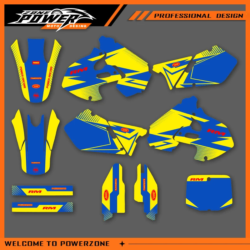 

POWERZONE Motocross Team Graphics Background Sticker Decal Kits For SUZUKI RM125 250 1999 2000 RM125 RM250 Customized Number 02