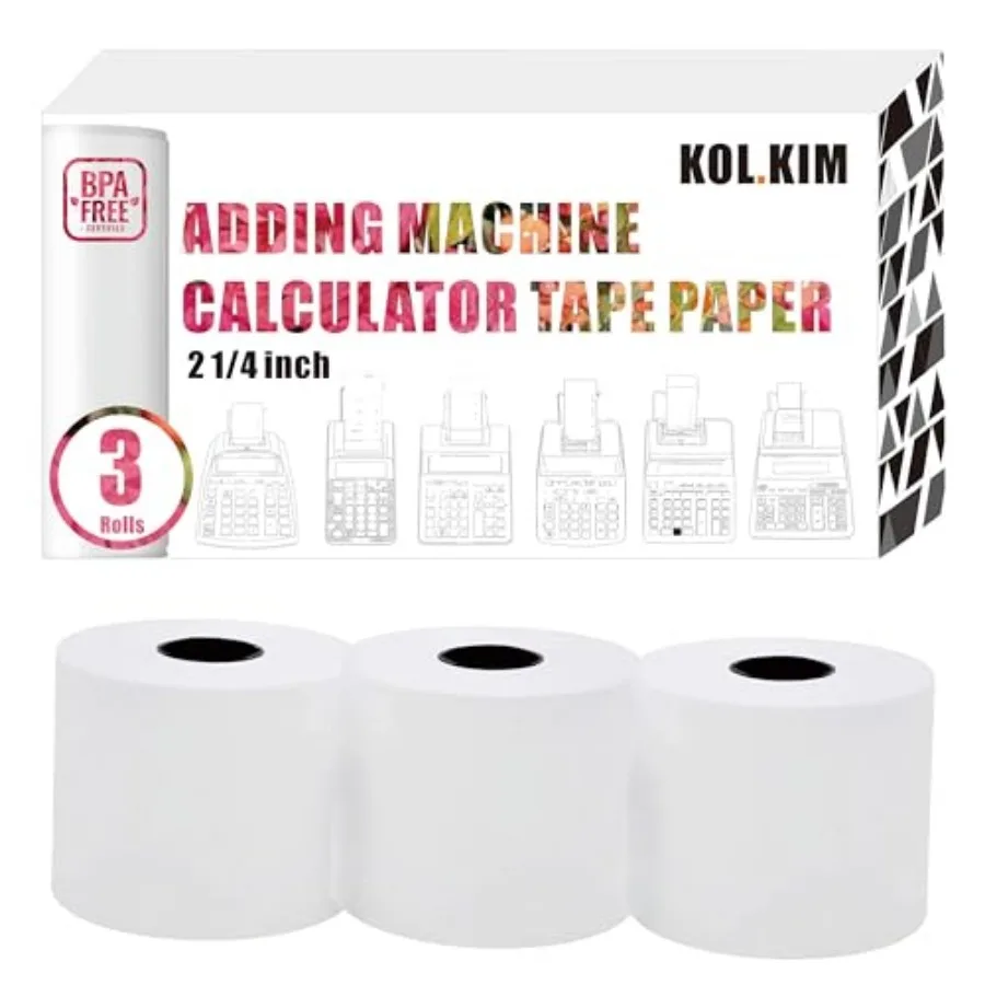 Adding Machine Paper Rolls 2 1/4 inch for Sharp EL-1197PIII EL-1801V Calculator Paper Rolls 2 1/4 for Canon P23-DHV MP11DX-2 HR