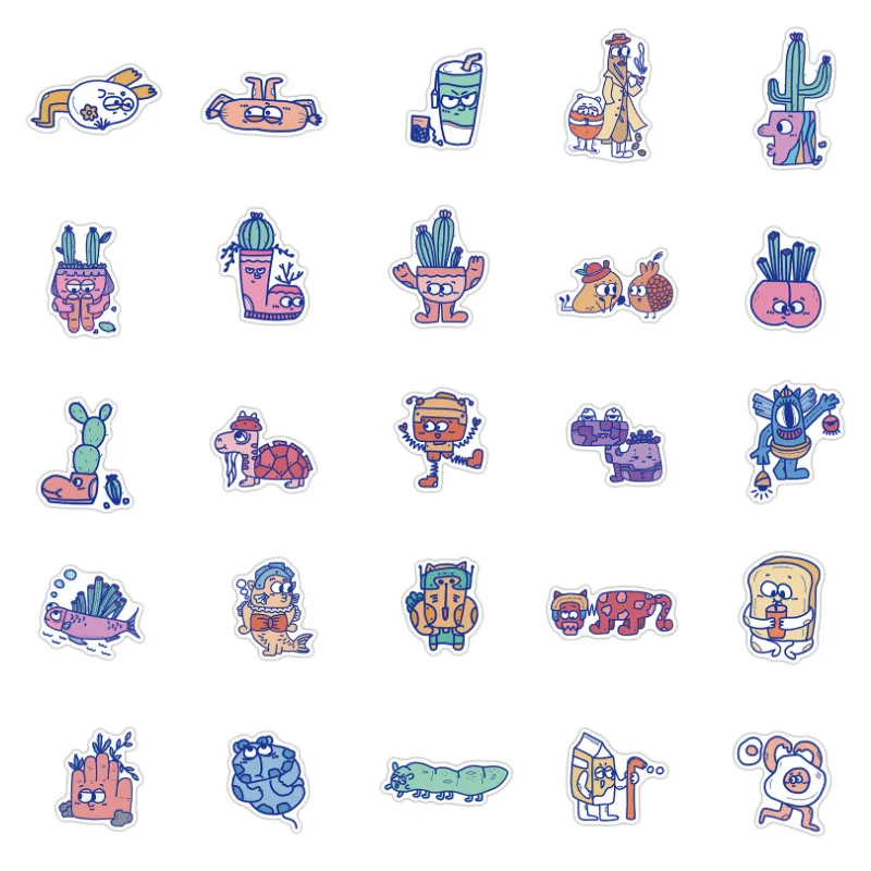 10/30/50pcs  Cartoon Monster Image Graffiti Stickers Waterproof Skateboard Travel Phone Laptop Kids Toys Decal Decor Stickers