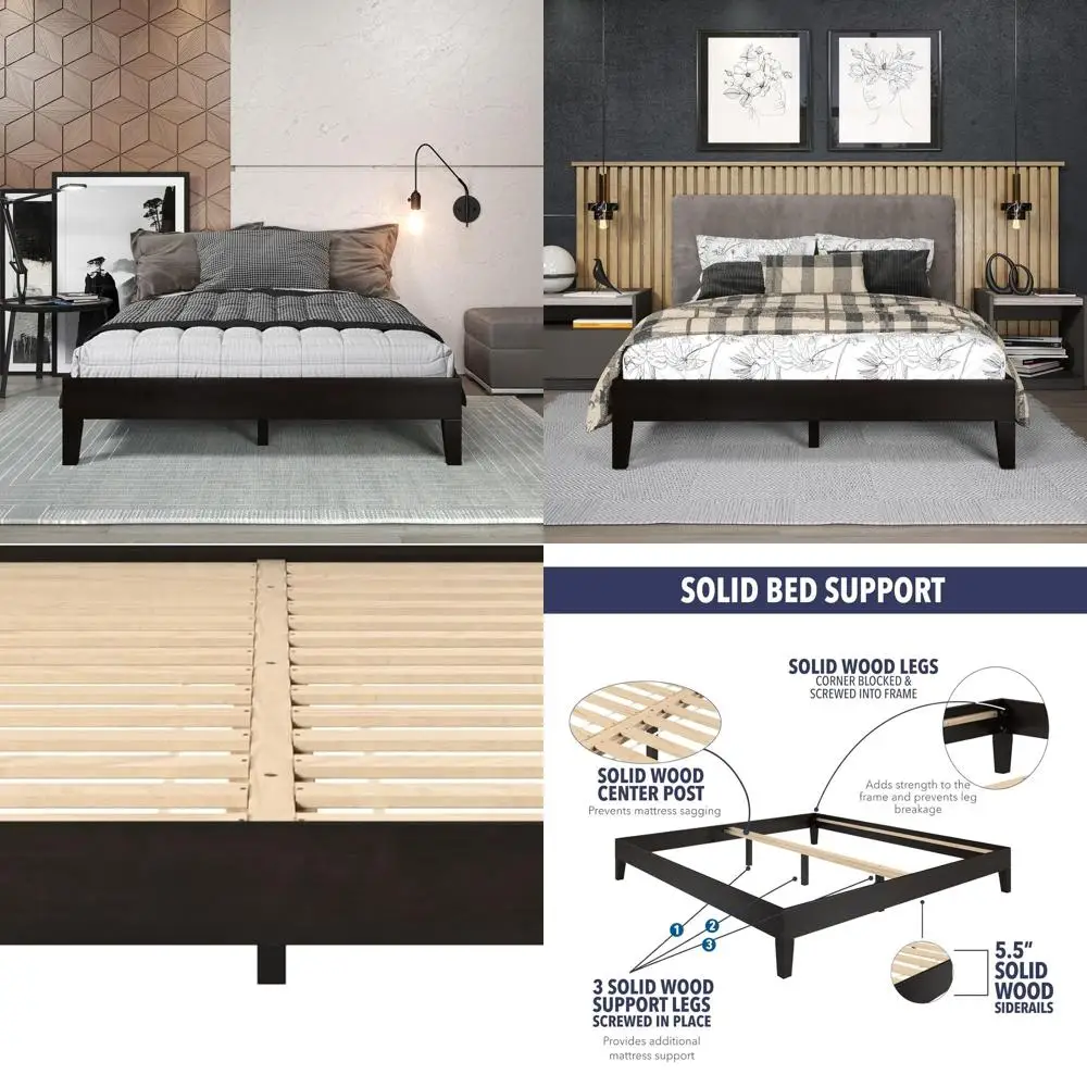 

Кровать Wycian с плоским изголовьем, размер Full, 74.5 дюйма (Д) x 53.5 дюйма (Ш) x 12.5 дюйма (В), дерево, черная, простая сборка, для спальни, общежития, гостевой комнаты