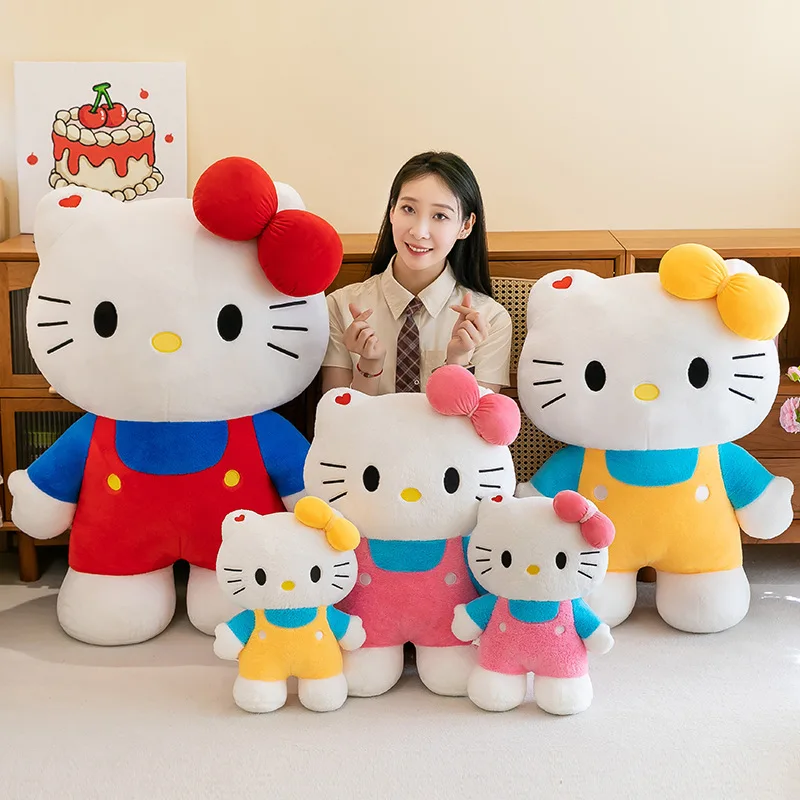 

80 см Sanrio Plushier KT Cat Dolls Большая мягкая милая плюшевая игрушка Hello Kitty с мультяшным котом Мягкая мягкая кукла-кошка Рождественские подарки