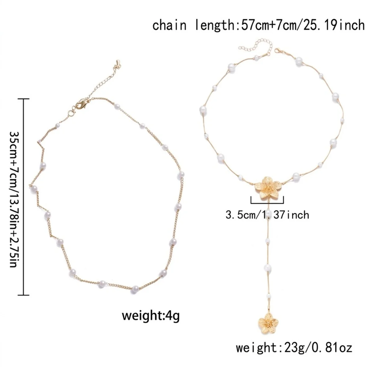 Französische Ästhetik Simulierte Perlenblumen-Anhänger-Halskette für Frauen Eleganter Metall-Blumen-Y-förmiger Choker Hochzeitsschmuck – Detail 30