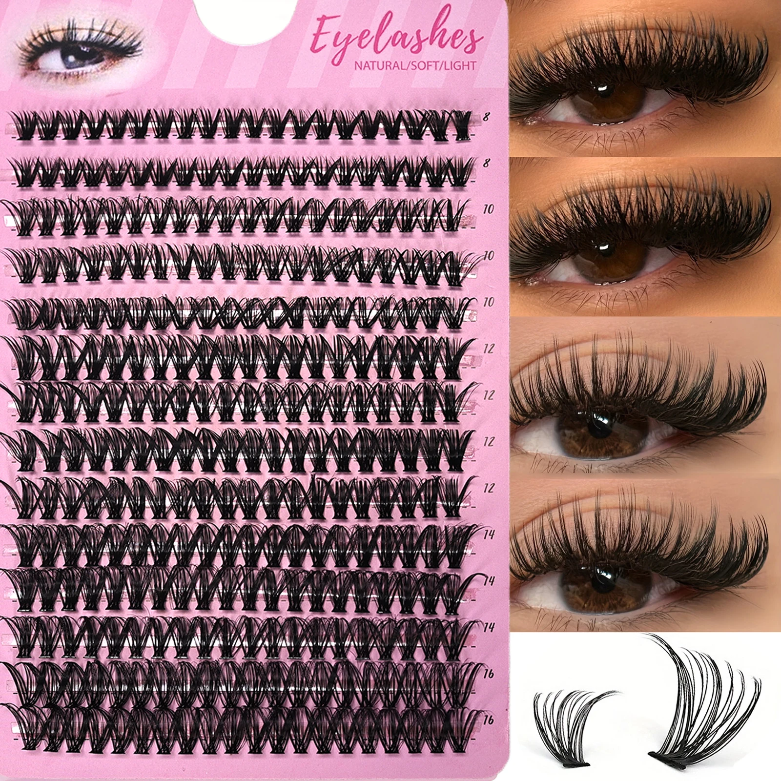 40D Wimpernbüschel 280 Stück DIY Wimpernverlängerung Volumen Einzelne Flauschige Weiche Künstliche Wimpernbüschel Make-up-Tool