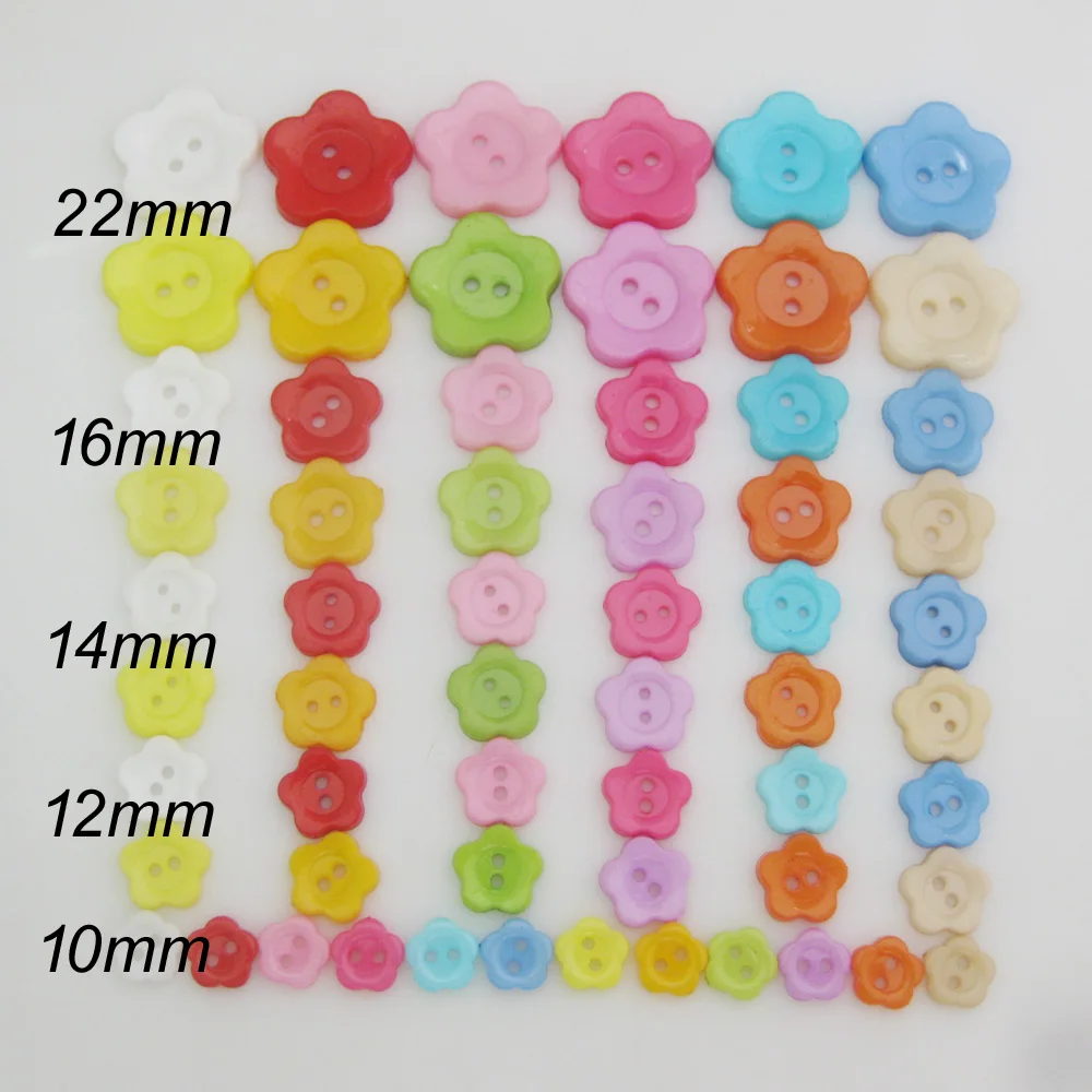 NBNNLO 50Pcs Mix Colors 10MM-22MM Multisizes Plastic Flower Buttons Craft Decoration Home Sewing Accessories